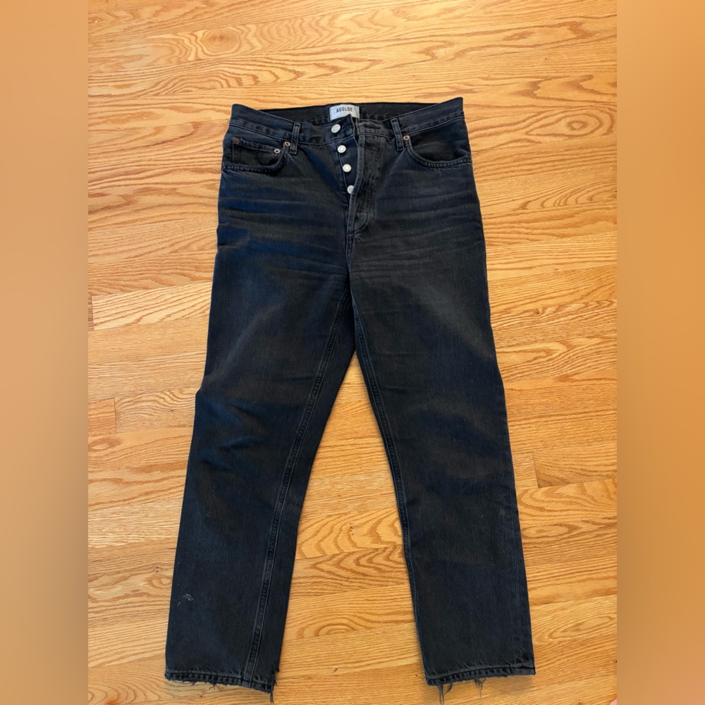 Agolde Riley Charcoal Denim Jeans